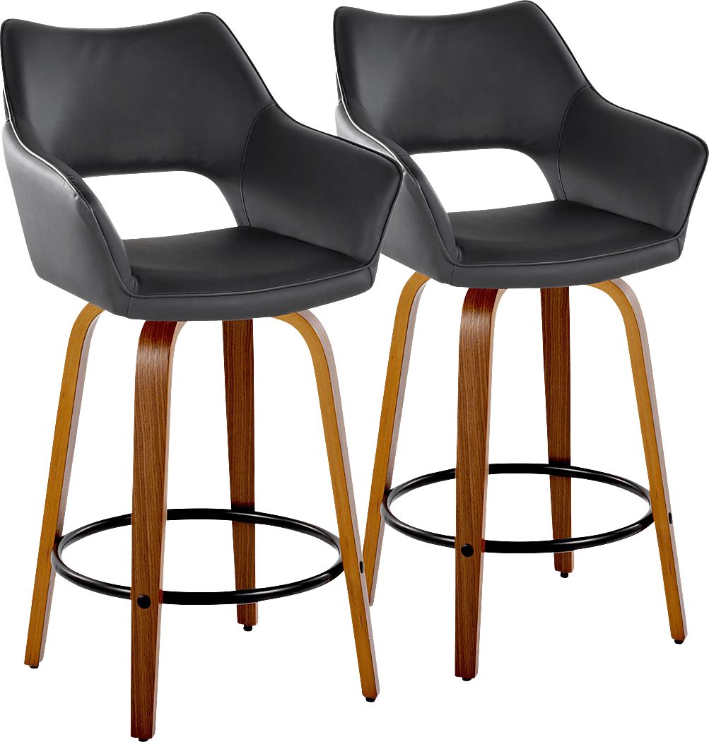 Ovur IV Black Swivel Counter Height Stool, Set of 2