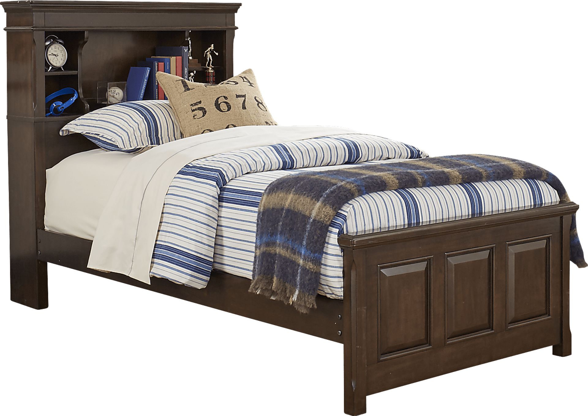 Kids Owens Valley Brown Cherry 3 Pc Twin Bookcase Bed - Image 1