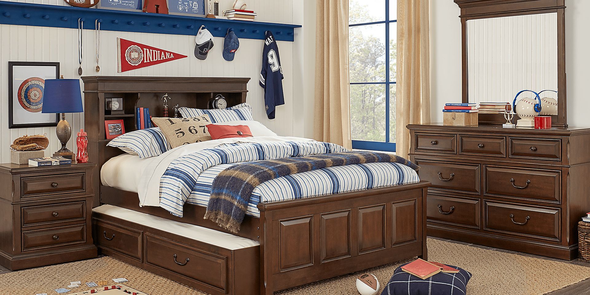 Kids Owens Valley Brown Cherry 3 Pc Twin Bookcase Bed - Image 2