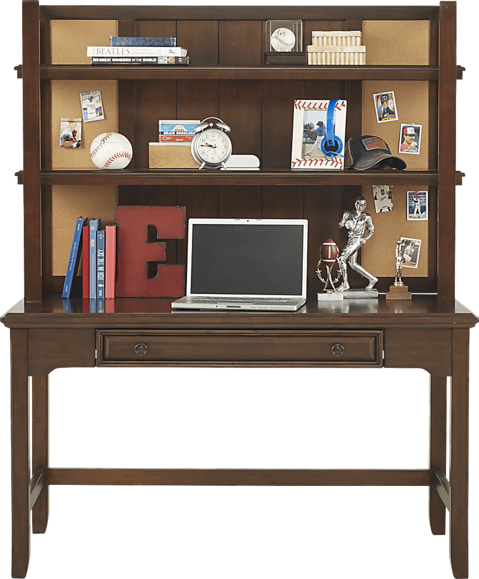 Kids Owens Valley Brown Cherry Desk & Hutch - Image 2