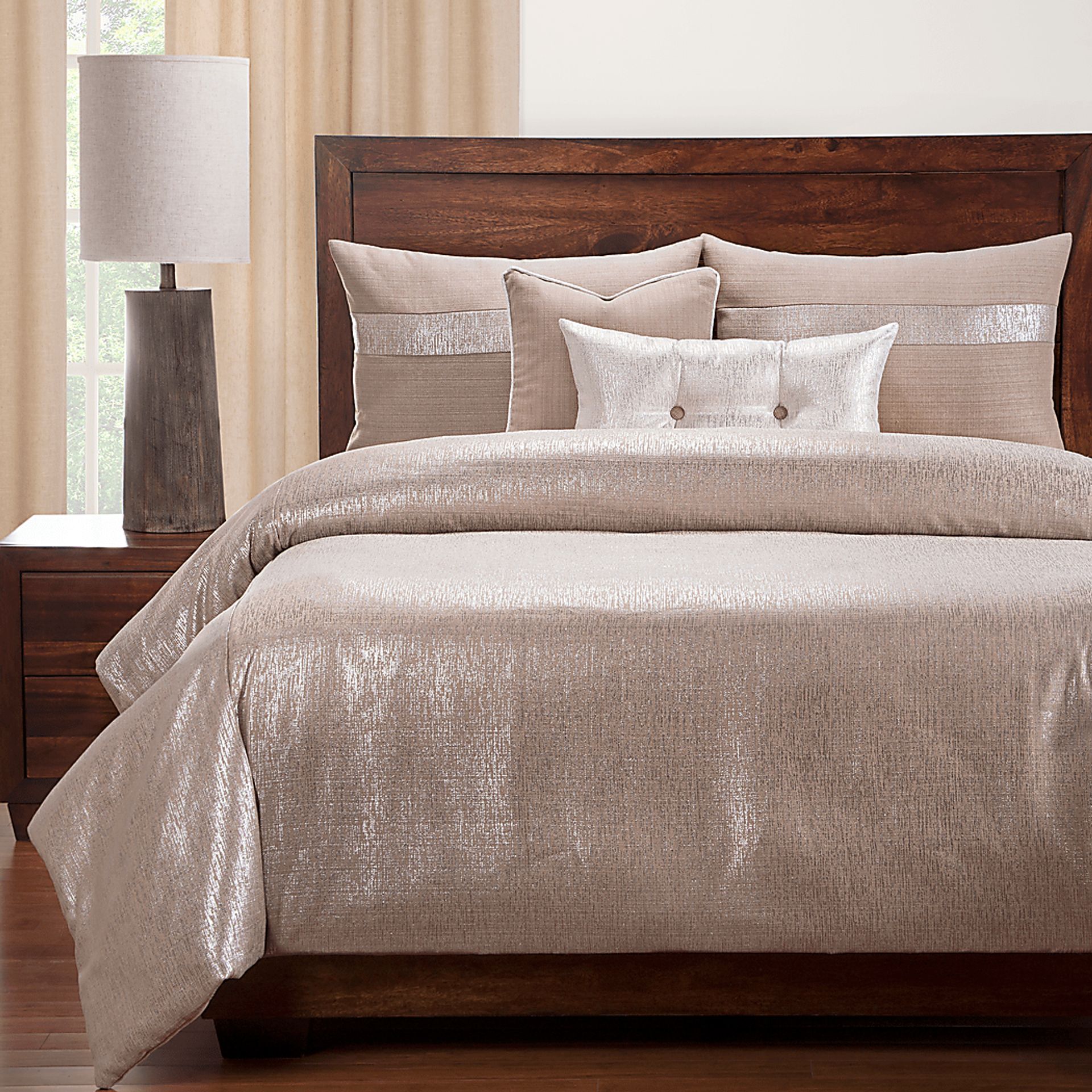 Owings Tan 6 Pc Queen Duvet Set - Image 1
