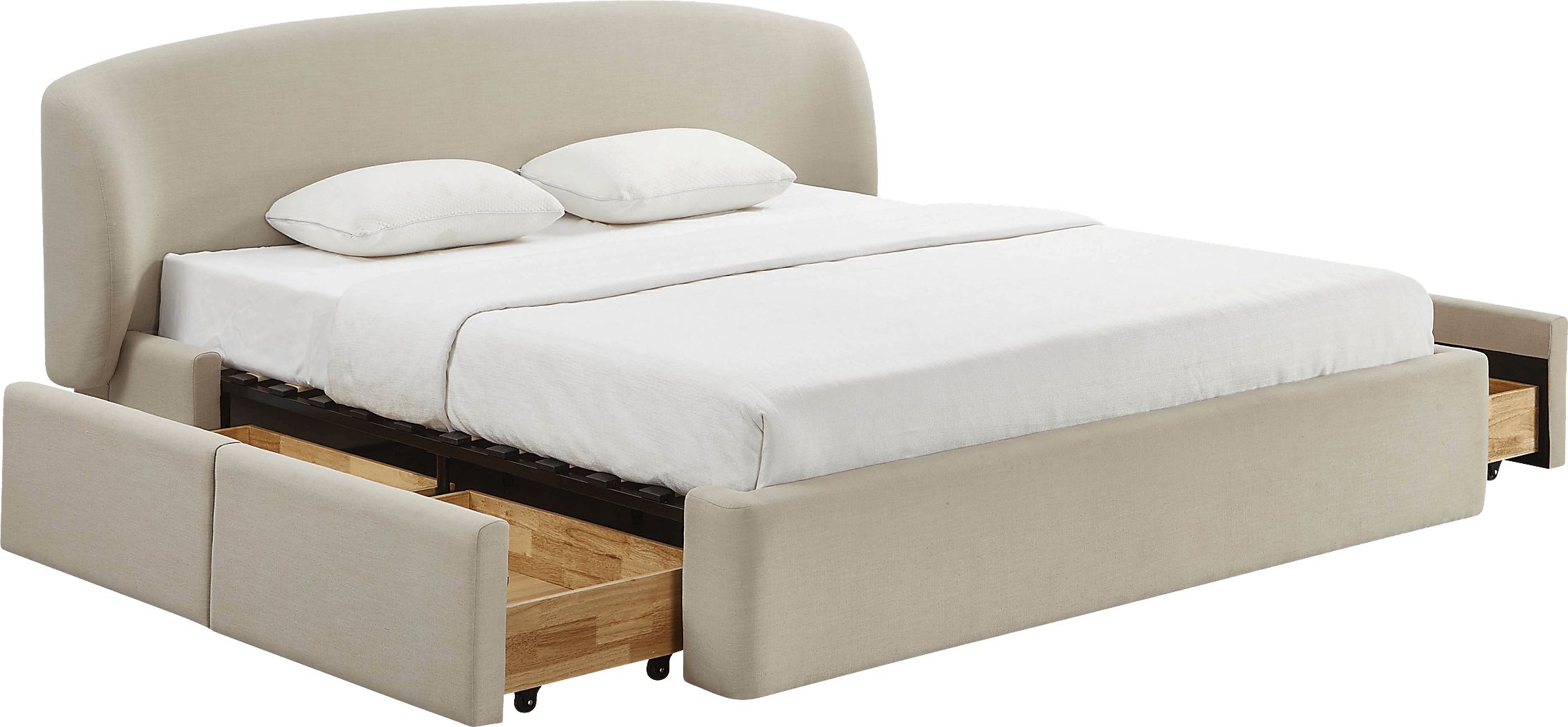 Owlair Cream King Storage Bed