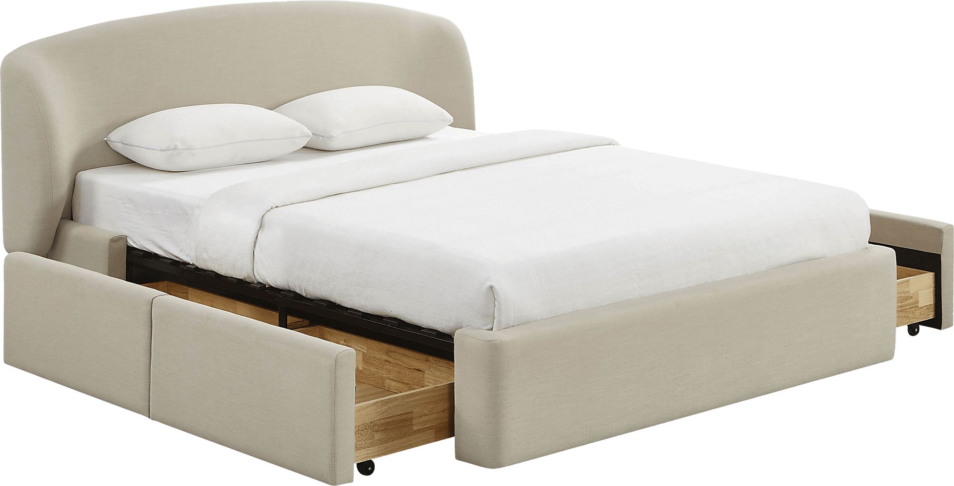 Owlair Cream Queen Storage Bed - Image 1