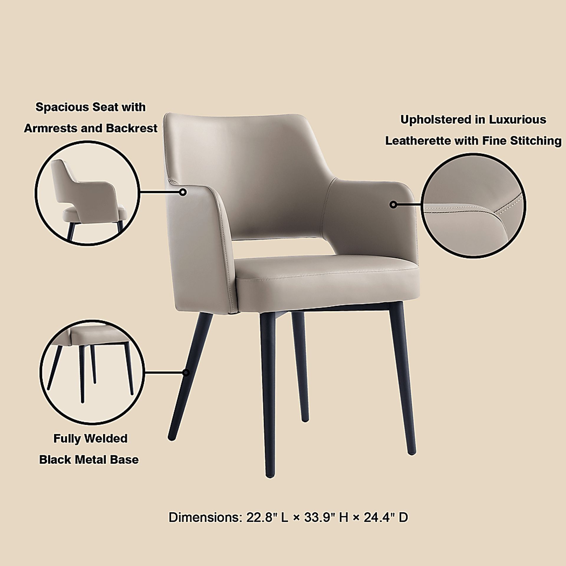 Owlwell Taupe Arm Chair - Image 6