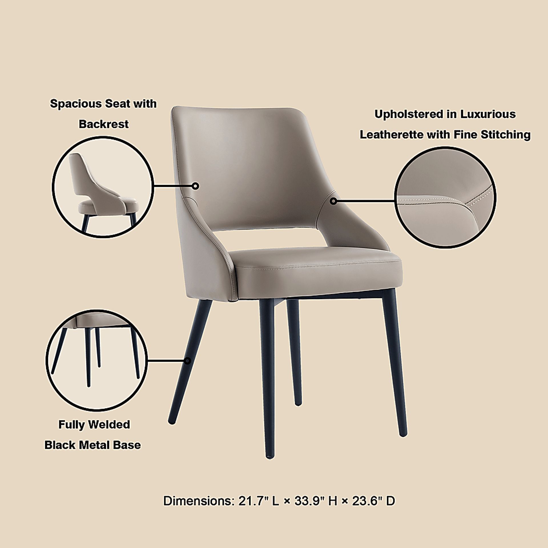 Owlwell Taupe Dining Chair - Image 4