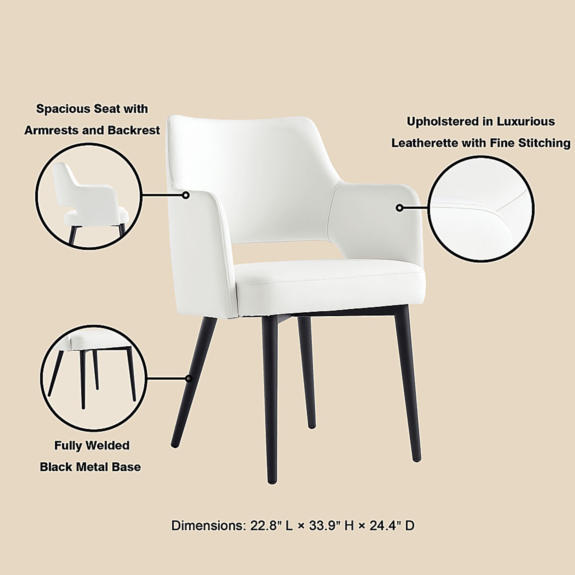 Owlwell White Arm Chair - Image 3
