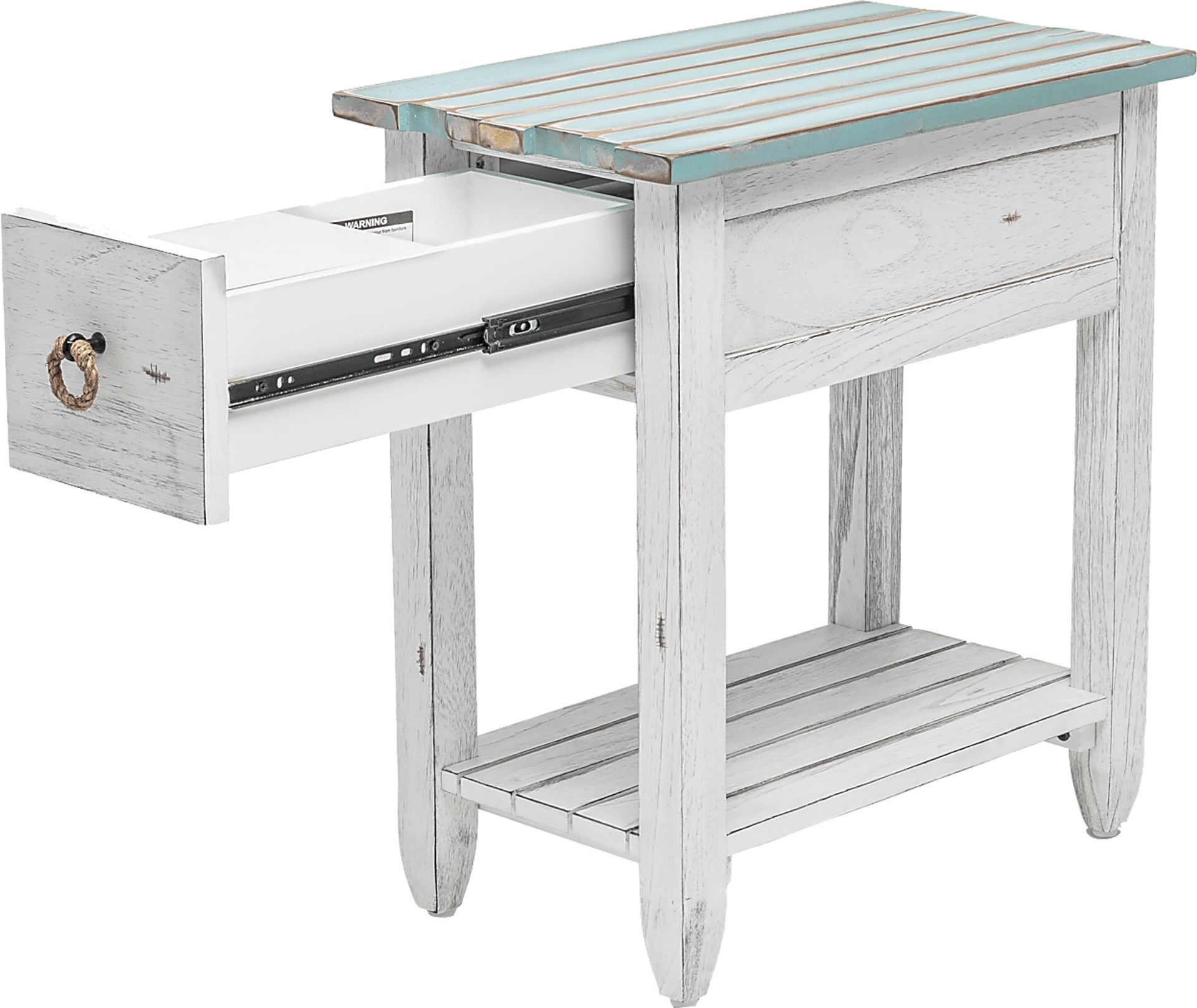 Owoth Blue/White Small Chairside Table - Image 2