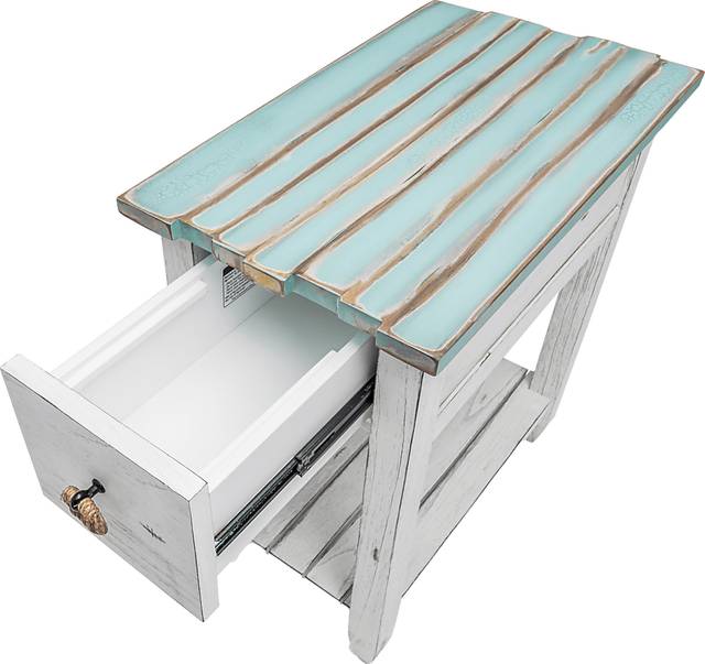 Owoth Blue/White Small Chairside Table - Thumbnail - Image 15
