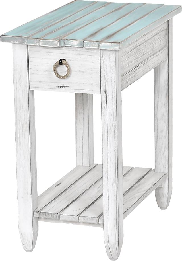 Owoth Blue/White Small Chairside Table - Thumbnail - Image 1