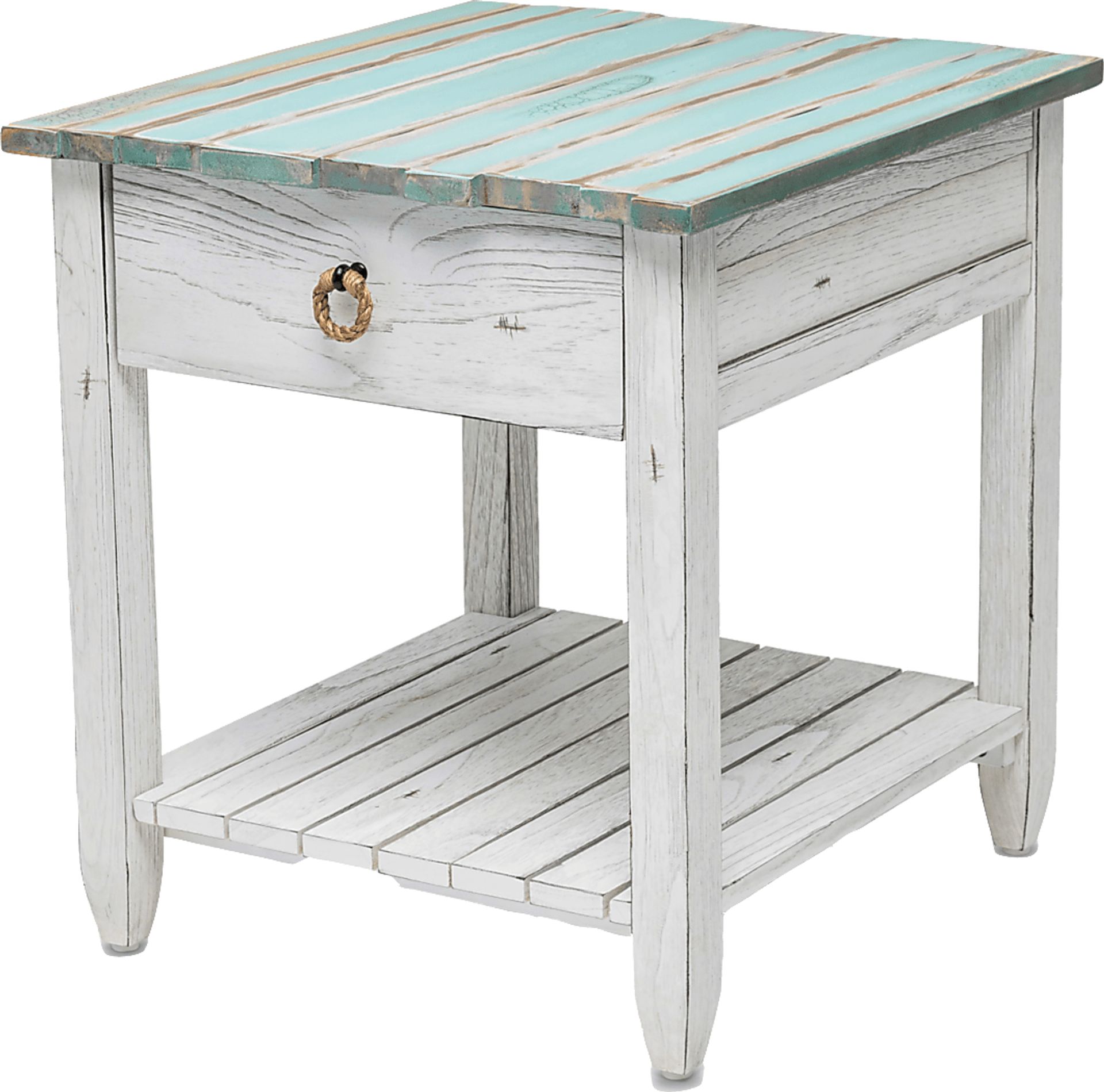 Owoth Blue/White Large End Table - Image 3