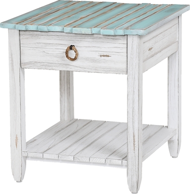 Owoth Blue/White Large End Table