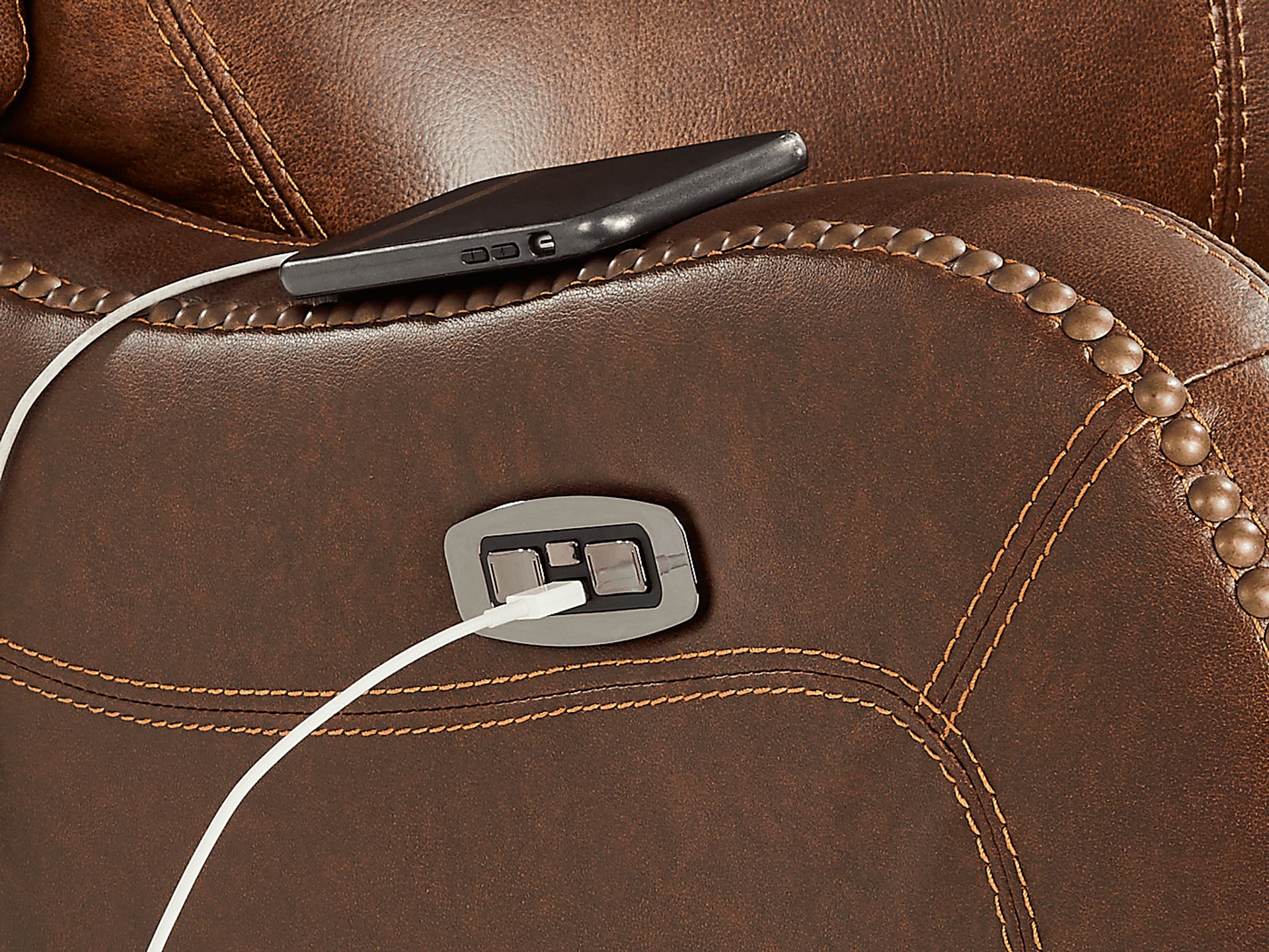 Oxford Square Brown Dual Power Recliner - Image 8
