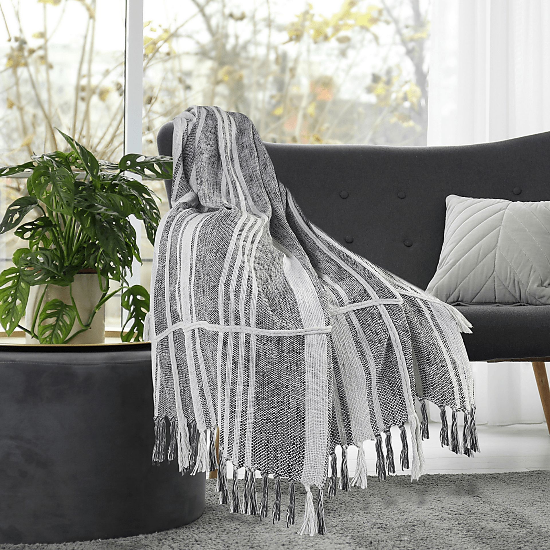 Oxwell Gray Throw Blanket - Image 2