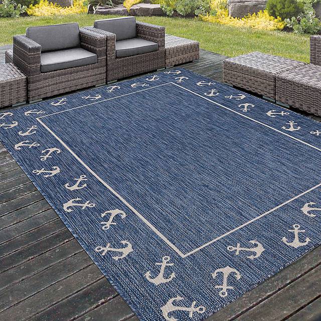 Oyufi Blue 7'6 x 9'5 Indoor/Outdoor Rug - Thumbnail - Image 2