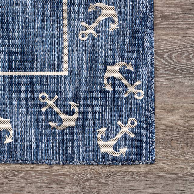 Oyufi Blue 7'6 x 9'5 Indoor/Outdoor Rug - Thumbnail - Image 7