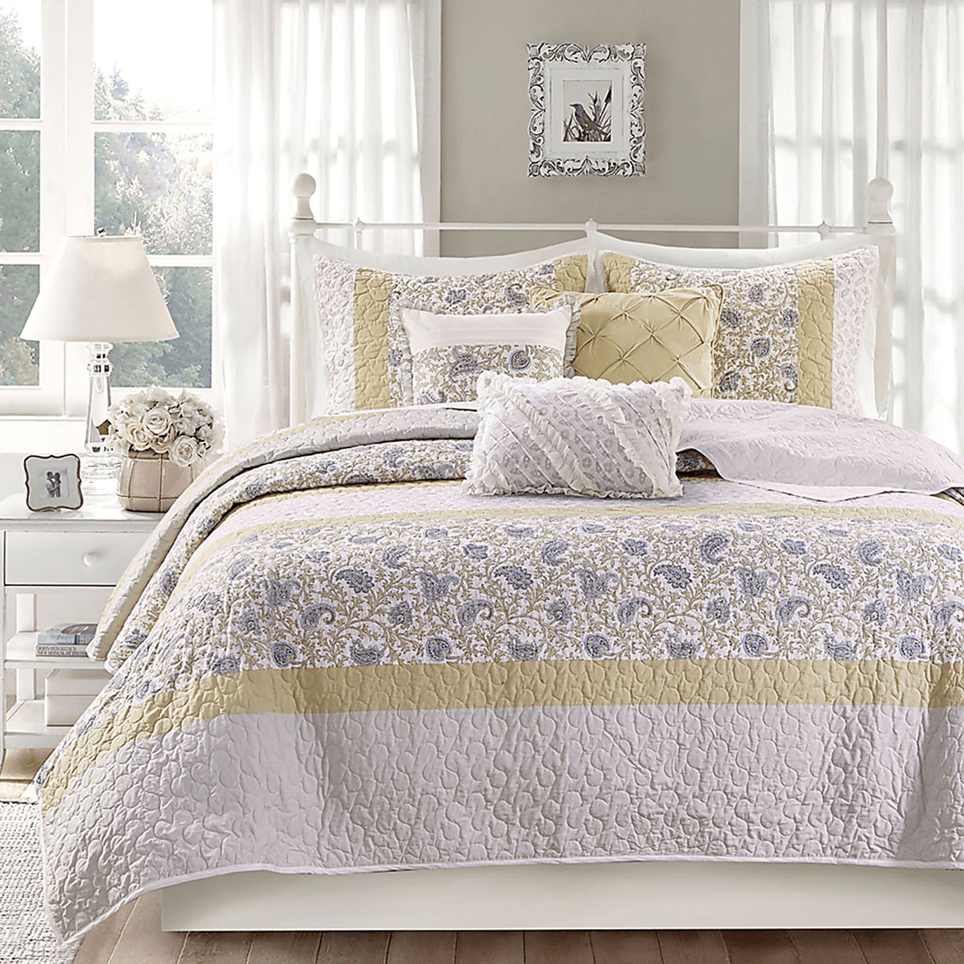 Pabl Yellow 6 pc King/Cal King Quilt Set - Image 2