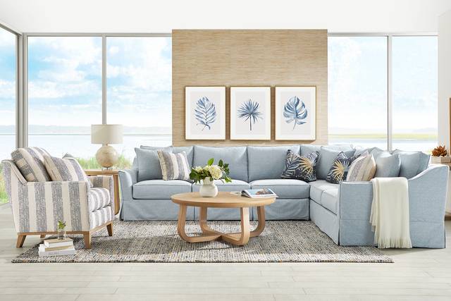 Pacific Grove Blue Slipcover 2 Pc Gel Foam Sleeper Sectional - Thumbnail - Image 2