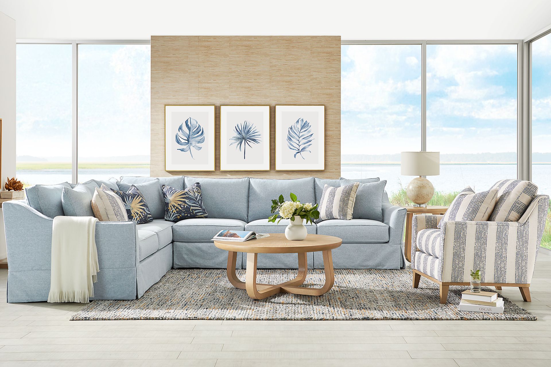 Pacific Grove Blue Slipcover 2 Pc Sectional - Image 2