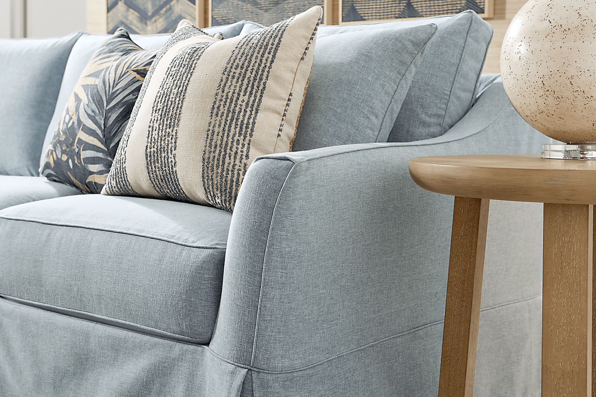 Pacific Grove Blue Slipcover 2 Pc Sleeper Sectional - Image 5