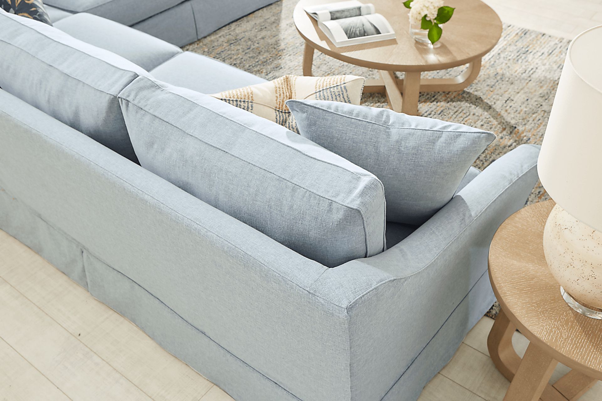 Pacific Grove Blue Slipcover 2 Pc Sleeper Sectional - Image 3