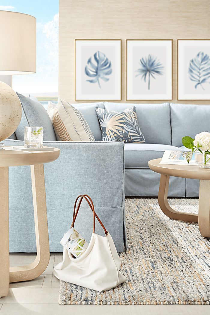 Pacific Grove Blue Slipcover 2 Pc Sleeper Sectional - Thumbnail 5