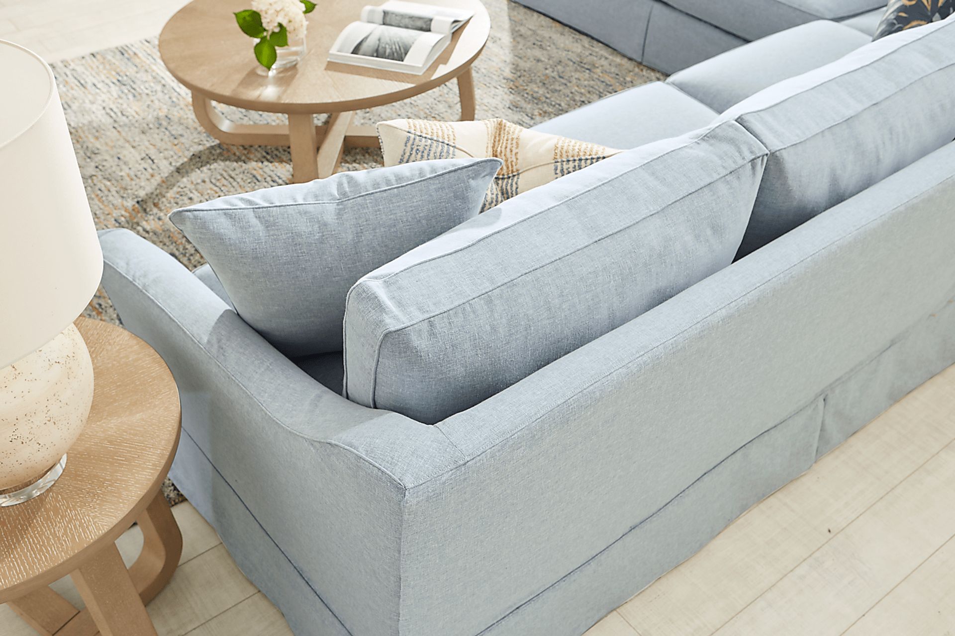 Pacific Grove Blue Slipcover 2 Pc Sleeper Sectional - Image 6