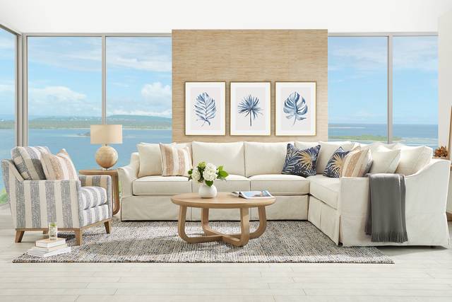 Pacific Grove White Slipcover 2 Pc Gel Foam Sleeper Sectional - Thumbnail - Image 2