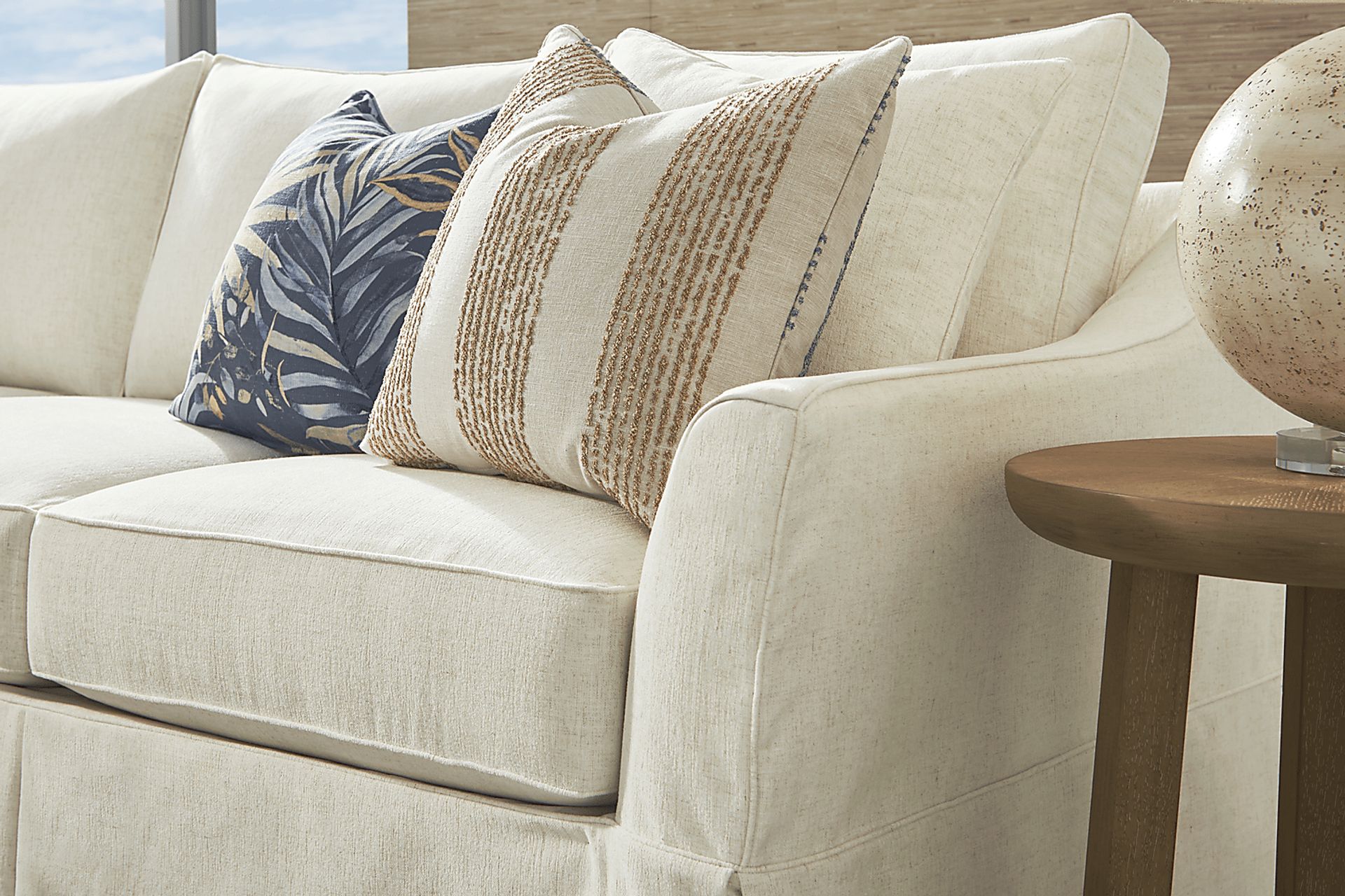 Pacific Grove White Slipcover 2 Pc Sleeper Sectional - Image 5