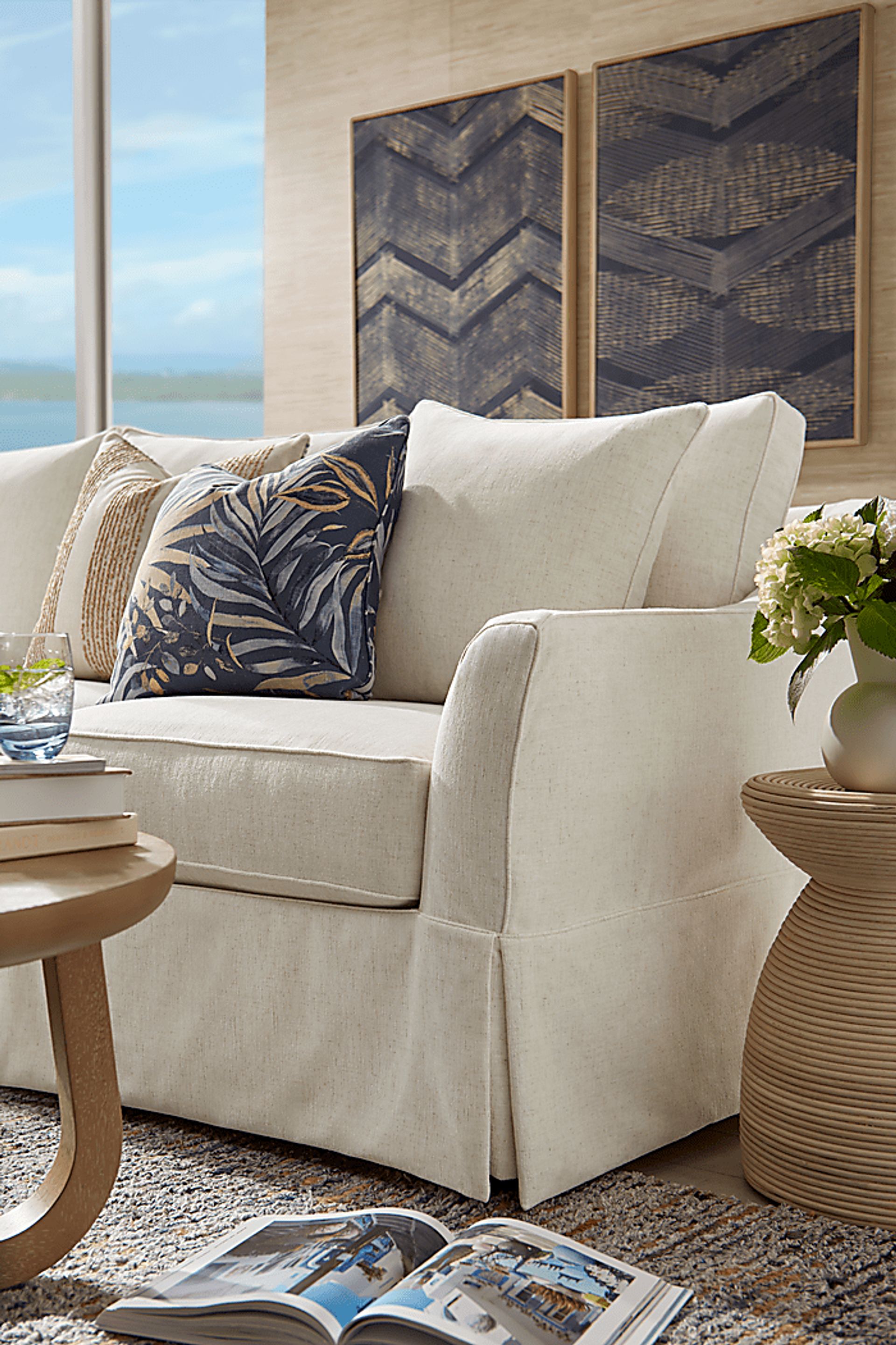 Pacific Grove White Slipcover 2 Pc Sleeper Sectional - Image 6