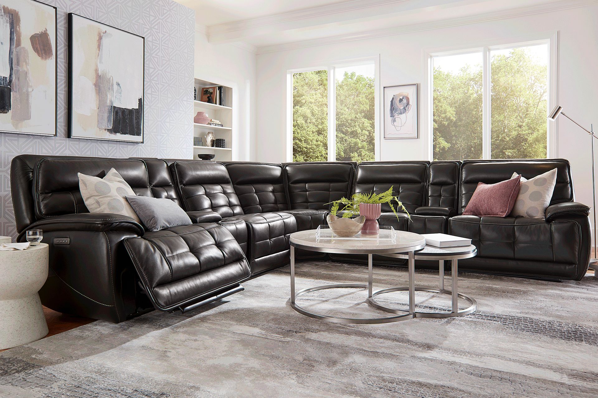 Pacific Heights Black Cherry 10 Pc Dual Power Reclining Sectional Living Room - Image 1