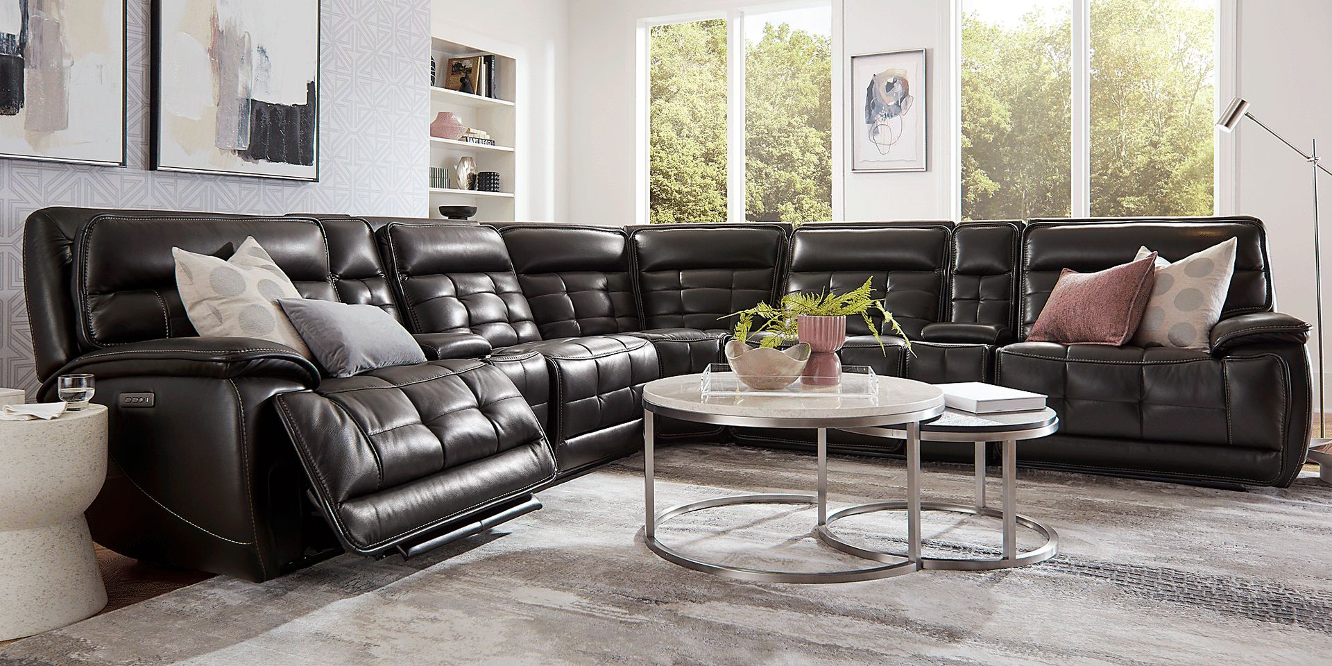 Pacific Heights Black Cherry 7 Pc Dual Power Reclining Sectional - Image 3