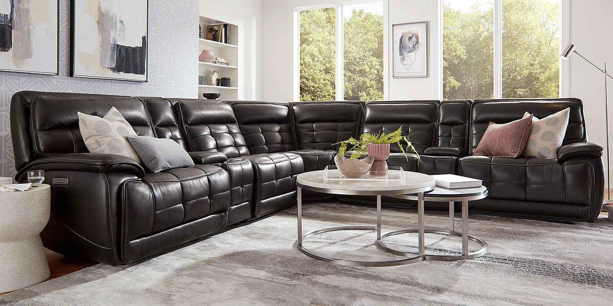 Drew & Jonathan Pacific Heights Black Cherry Leather 7 Pc Dual