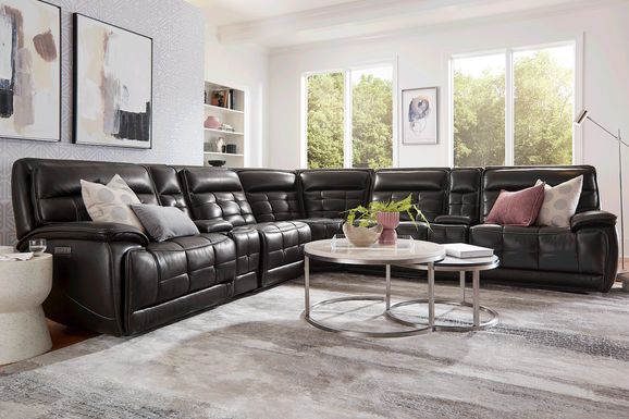 Pacific Heights Leather 7 Pc Dual Power Reclining Sectional