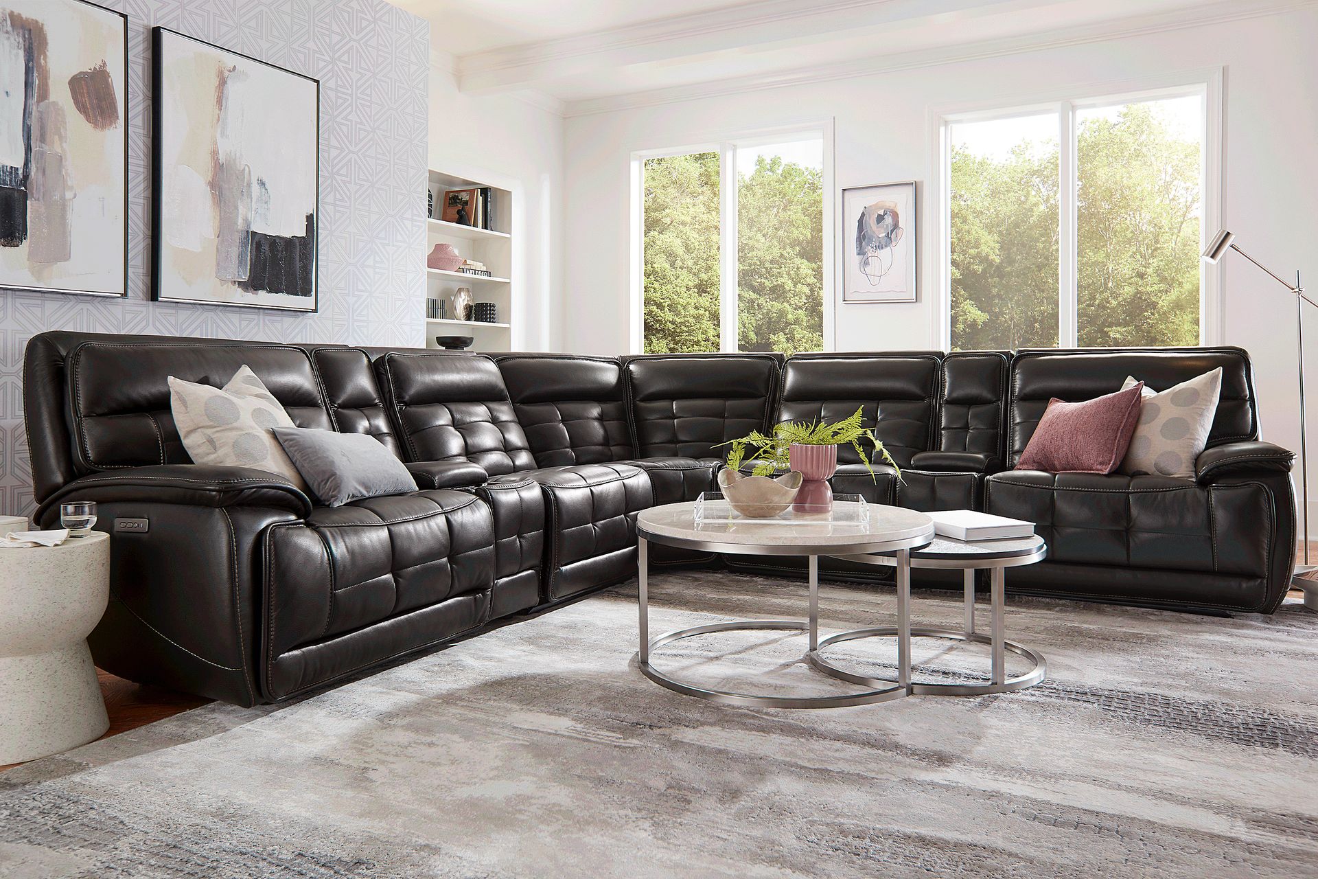 Pacific Heights Black Cherry 7 Pc Dual Power Reclining Sectional - Image 2