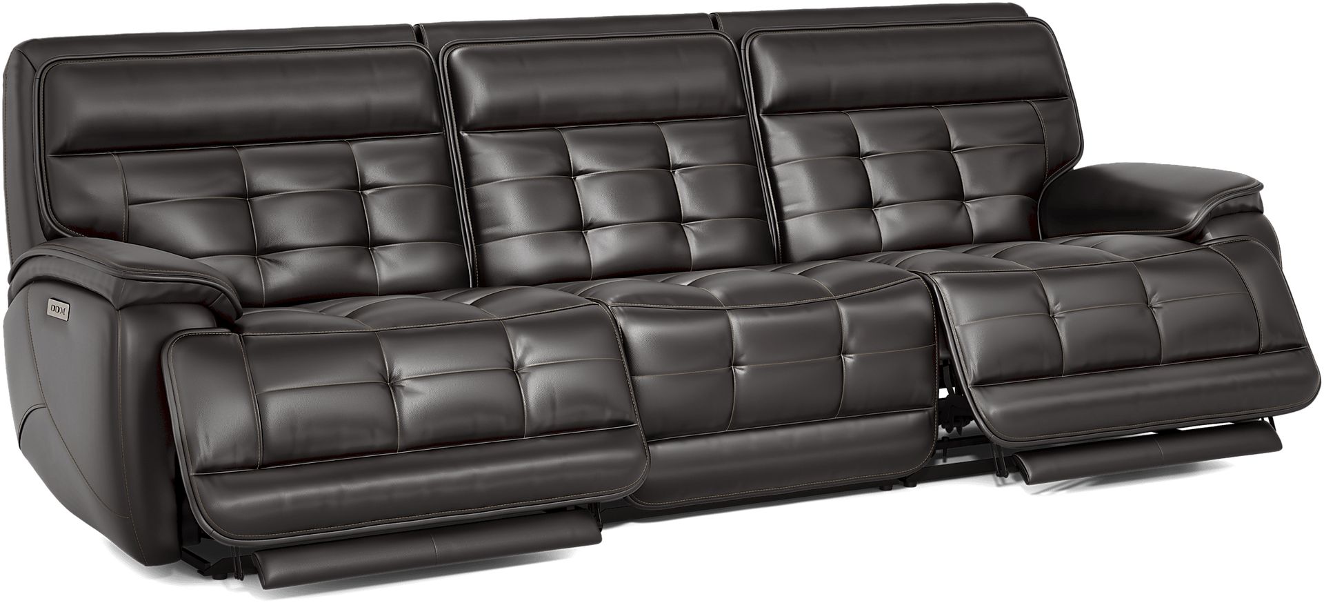 Pacific Heights Black Cherry Leather 3 Pc Dual Power Reclining Sectional - Image 2