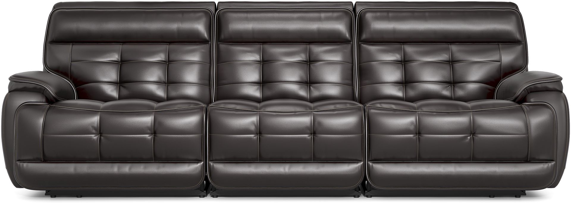 Pacific Heights Black Cherry Leather 3 Pc Dual Power Reclining Sectional - Image 1