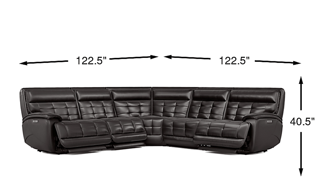 Pacific Heights Leather 5 Pc Dual Power Reclining Sectional