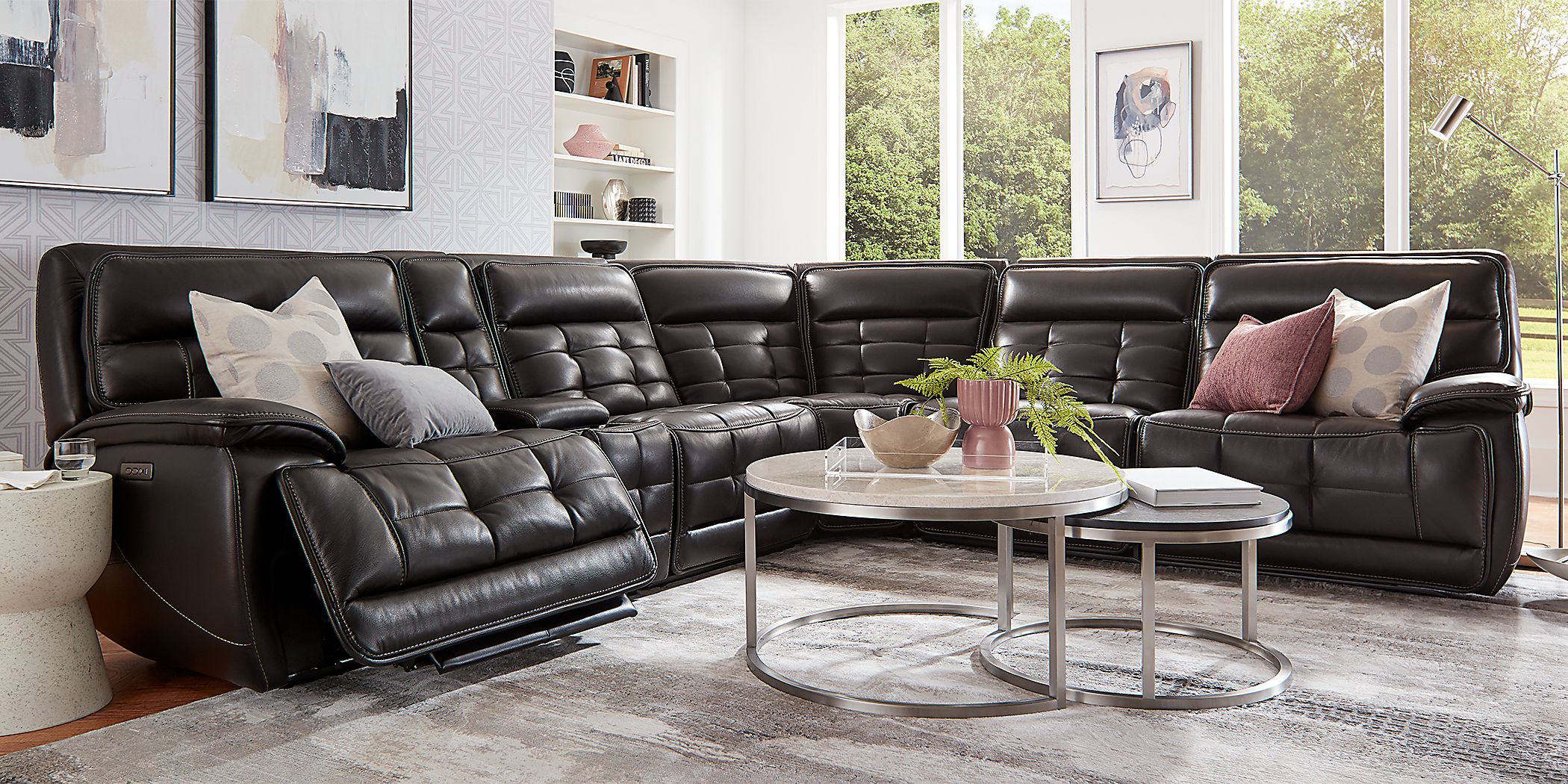 Drew & Jonathan Pacific Heights Black Cherry Leather 6 Pc