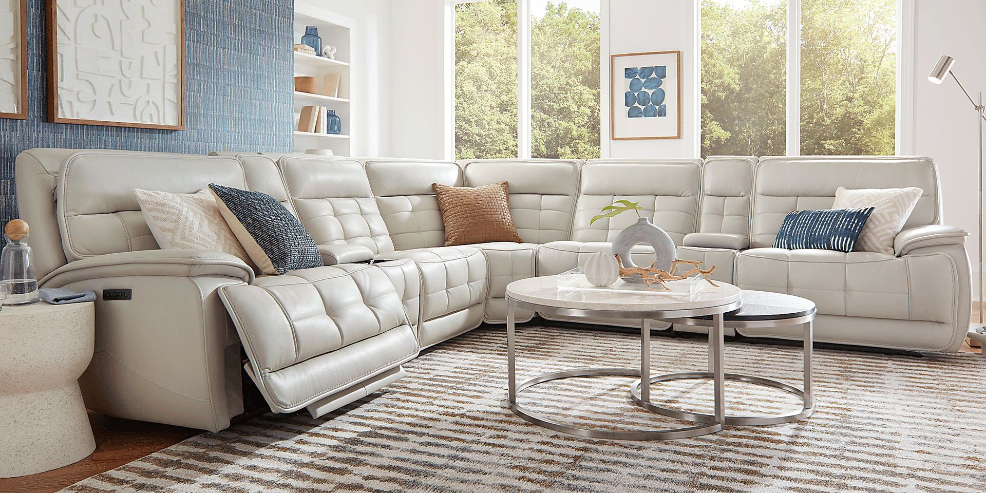 Pacific Heights Light Gray 10 Pc Dual Power Reclining Sectional Living Room - Image 2