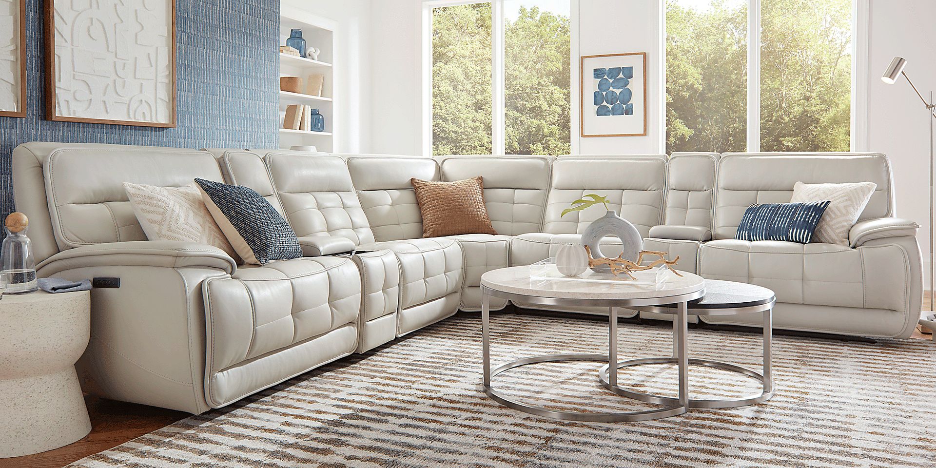 Pacific Heights Light Gray 7 Pc Dual Power Reclining Sectional - Image 3