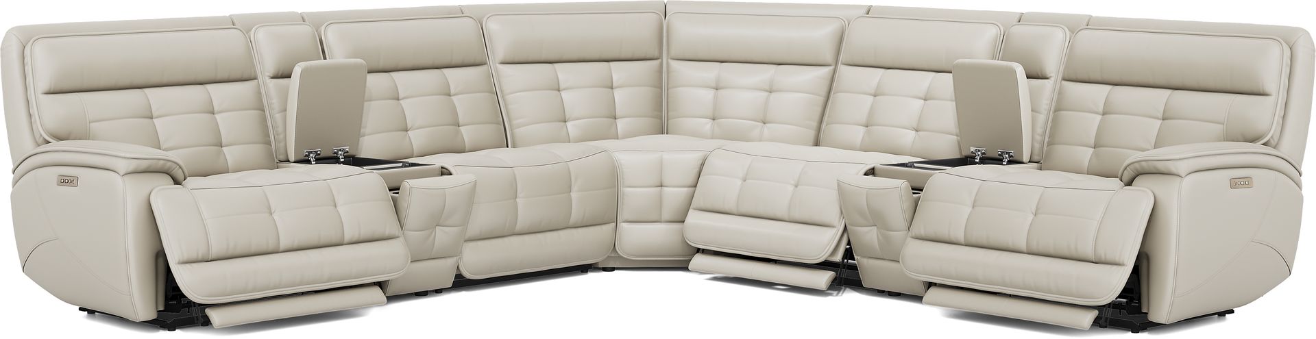 Pacific Heights Light Gray 7 Pc Dual Power Reclining Sectional - Image 3