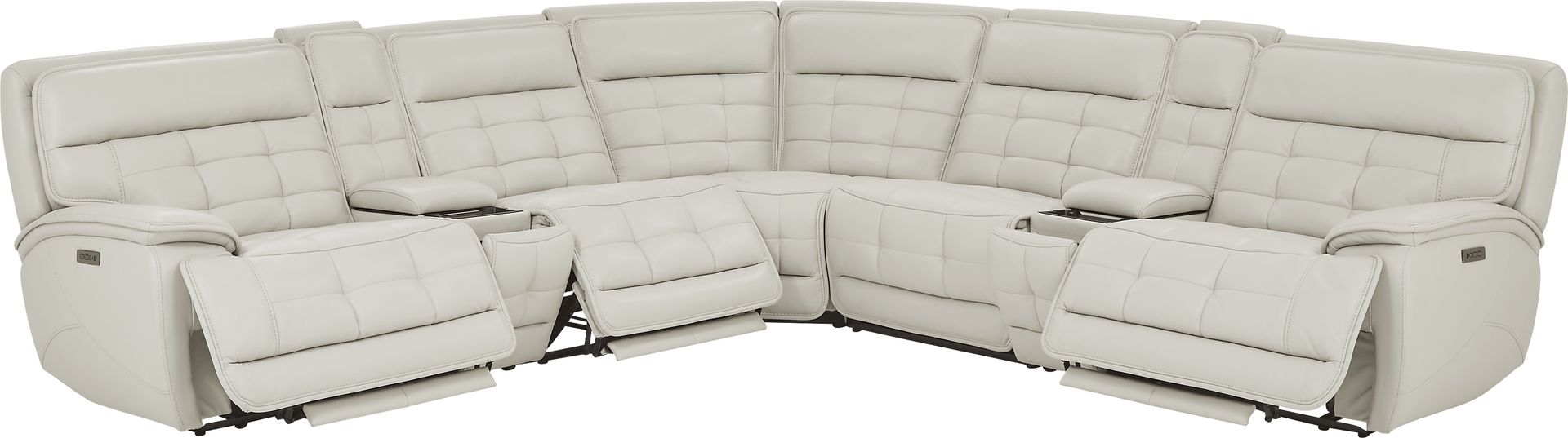 Pacific Heights Light Gray 7 Pc Dual Power Reclining Sectional - Image 4