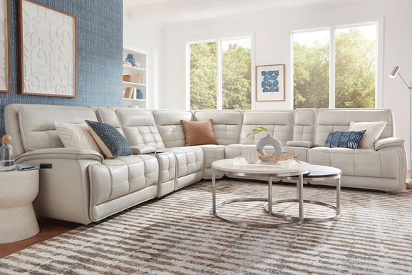 Grey leather discount sectional with recliners