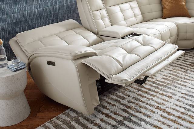Pacific Heights Light Gray Leather 9 Pc Dual Power Reclining Sectional Living Room - Thumbnail - Image 8