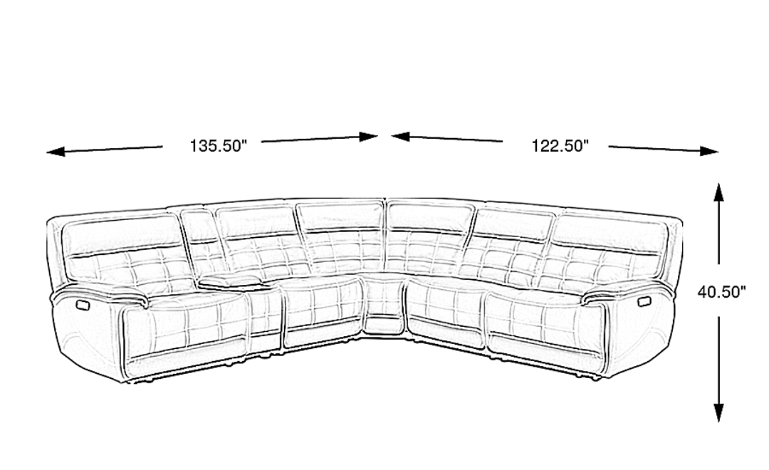 Pacific Heights Leather 6 Pc Dual Power Reclining Sectional