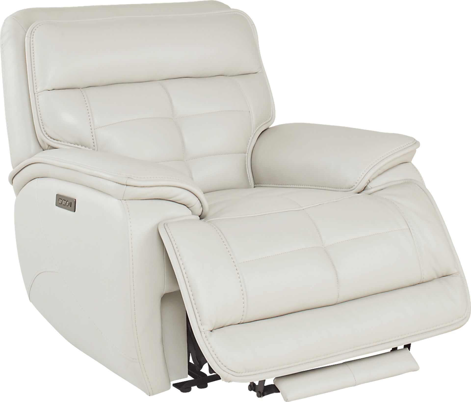 Pacific Heights Light Gray Leather Dual Power Recliner - Image 4