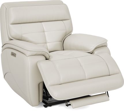 Pacific Heights Light Gray Leather Dual Power Recliner