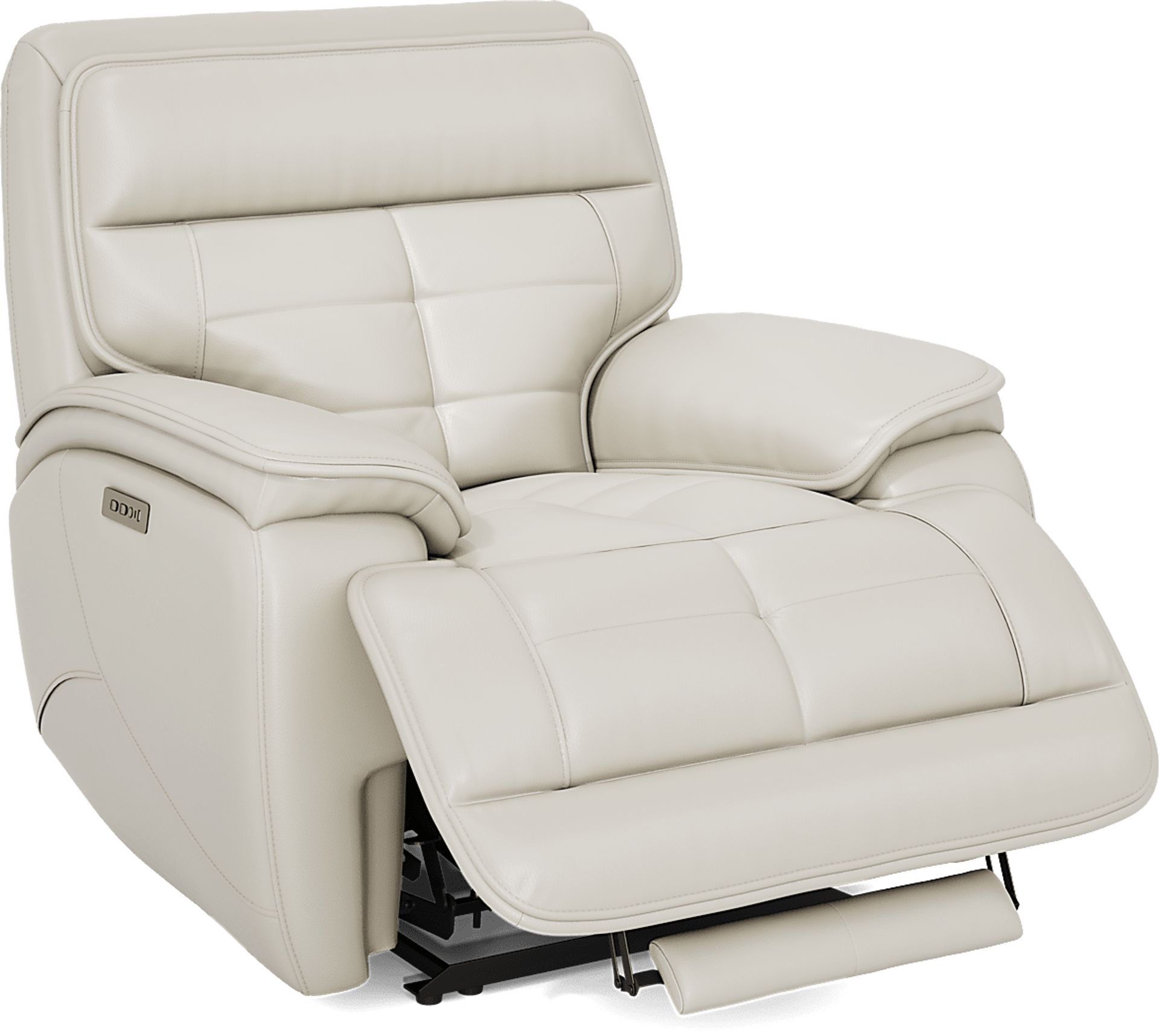 Pacific Heights Light Gray Leather Dual Power Recliner - Image 1