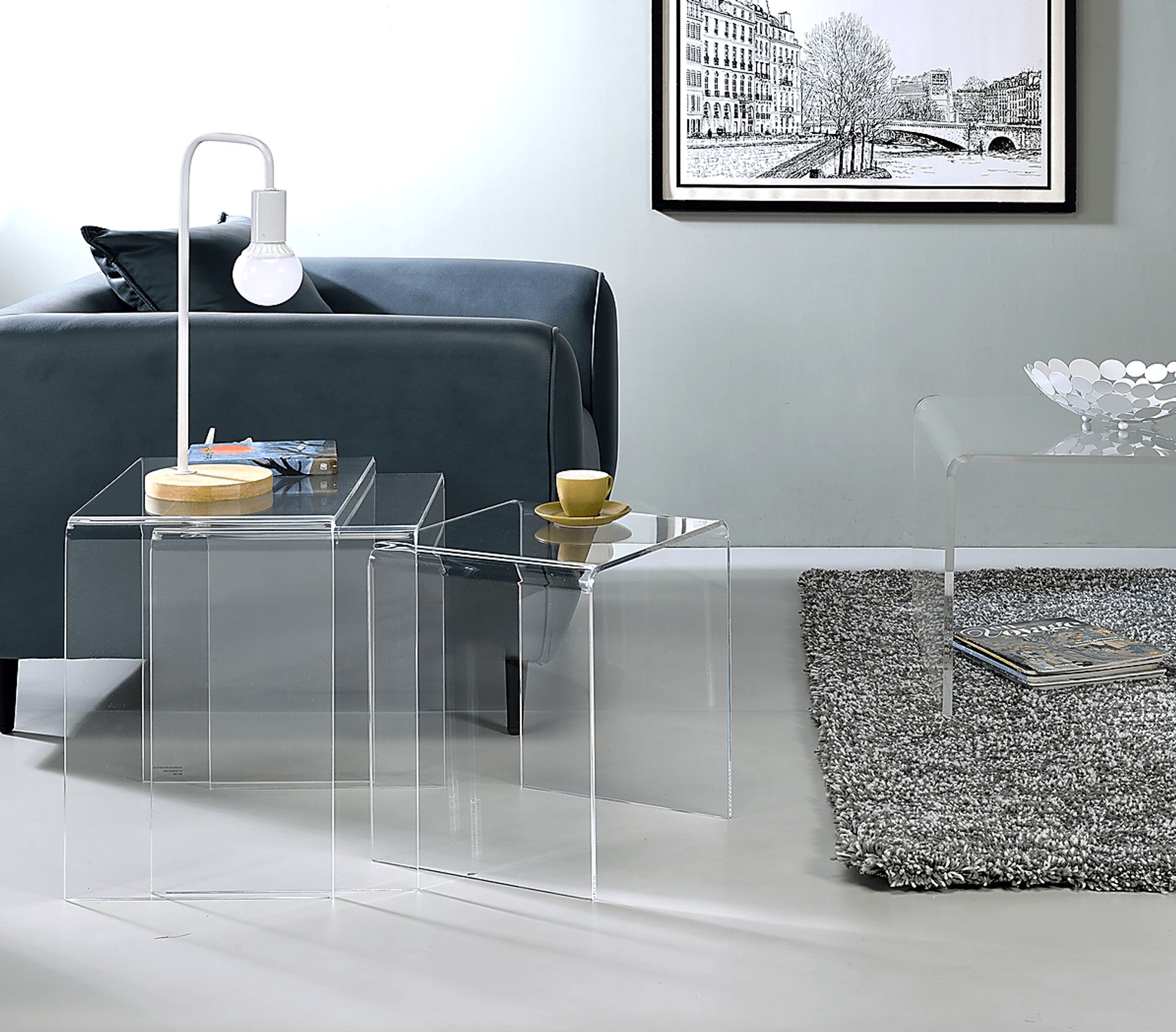Padrish Clear Nesting Tables, Set of 3 - Image 3