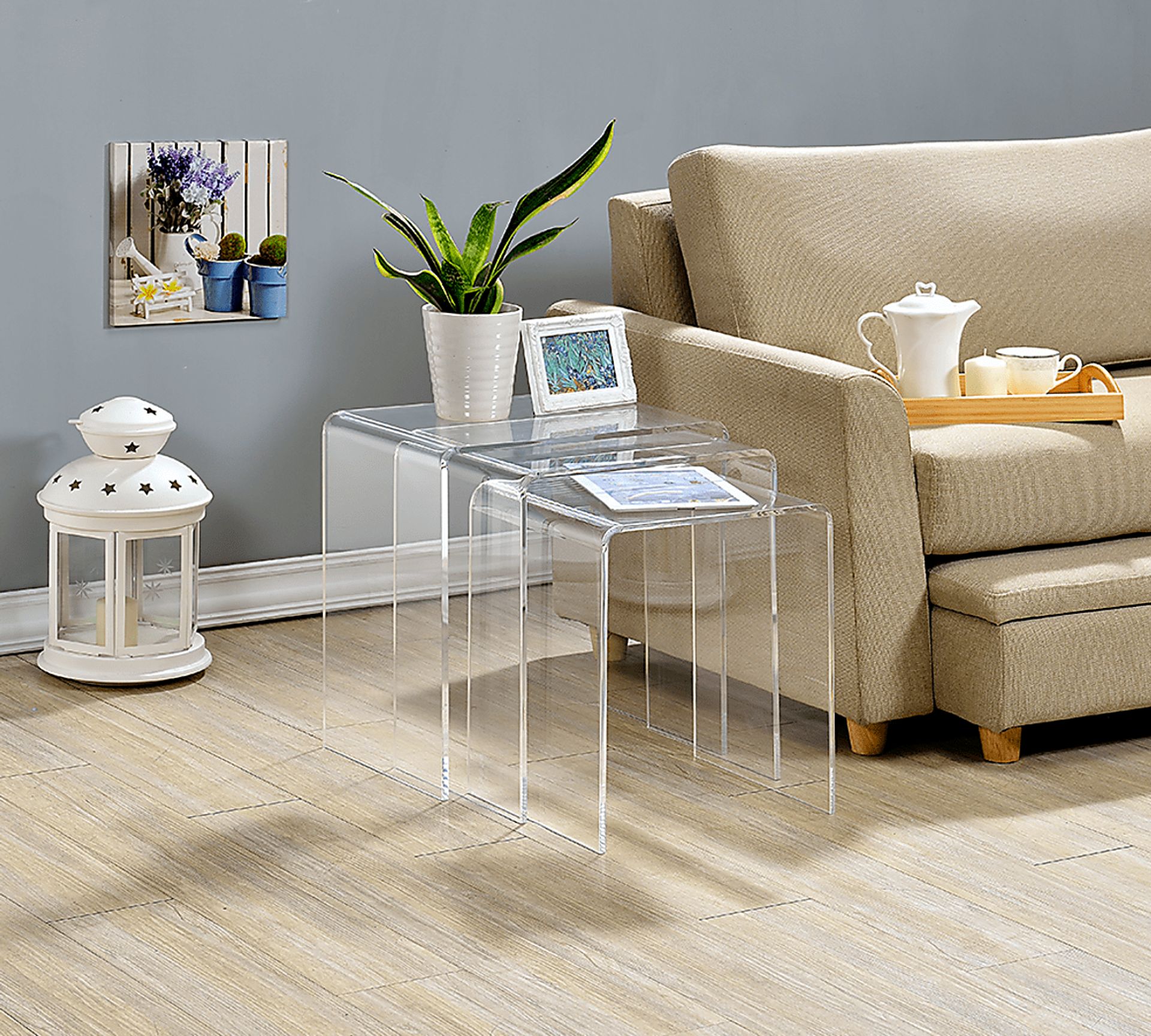 Padrish Clear Nesting Tables, Set of 3 - Image 4